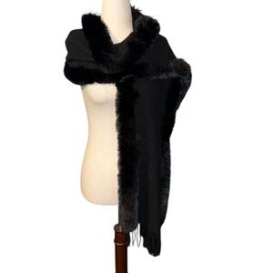 Adrienne Landau Black Faux Fur Sweater